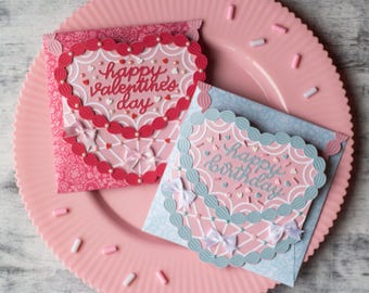 Vintage Heart Cake Card SVG, Valentine's Day Card, Birthday Cake Card, Galentines Day Card, Retro Heart Cake Birthday Card Svg Cut File