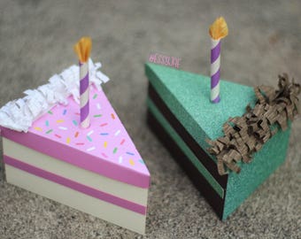 SVG File: 3D Birthday Cake Slice Treat Box / Gift Box