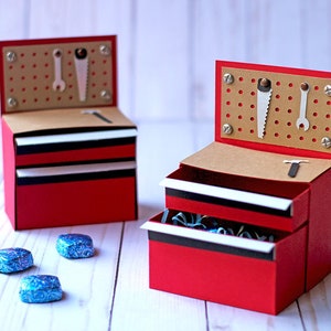 SVG-bestand: 3D Paper Tool Chest geschenkdoos met lades | Vaderdag SVG | Directe digitale download
