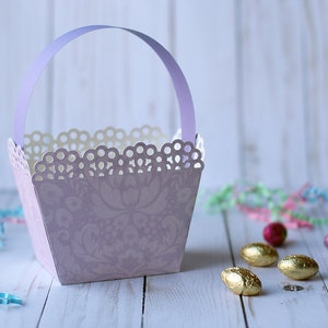 Fichier SVG : Panier de Pâques avec détail de bordure en dentelle Fichier de coupe SVG