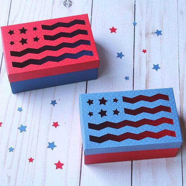 SVG File: American Flag Gift Box / Treat Box / Party Favor (Cut-Out Style) | 4th of July SVG | Digital Instant Download