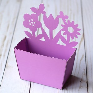 SVG File: Flower & Butterfly Gift Box / Treat Box SVG Cut File | Mother's Day SVG, Gift for Mom, Sympathy Gift |  Instant Download