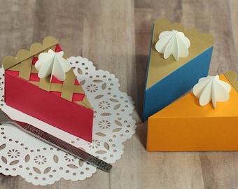Bundle of 3 SVG Files: Three 3D Pie Slice Gift Box / Favor Box SVG Cut Files | Pumpkin Pie, Lattice Pie, Traditional Pie | Thanksgiving SVG