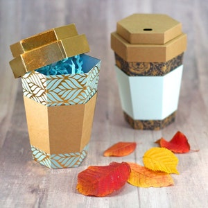 3D Coffee Cup SVG, 3D Paper Coffee Cup SVG Cut File, 3D Coffee Gift Box / Favor Box  /Treat Box - Instant Download