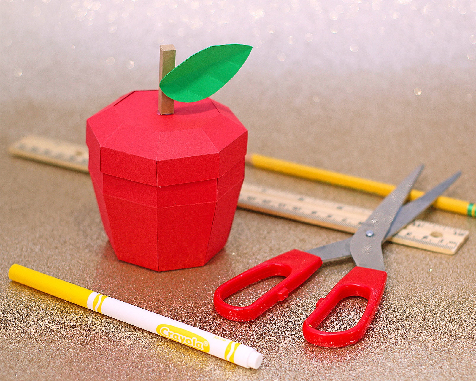 Download Svg File Paper 3d Apple Gift Box Treat Box Gift Card Holder Etsy
