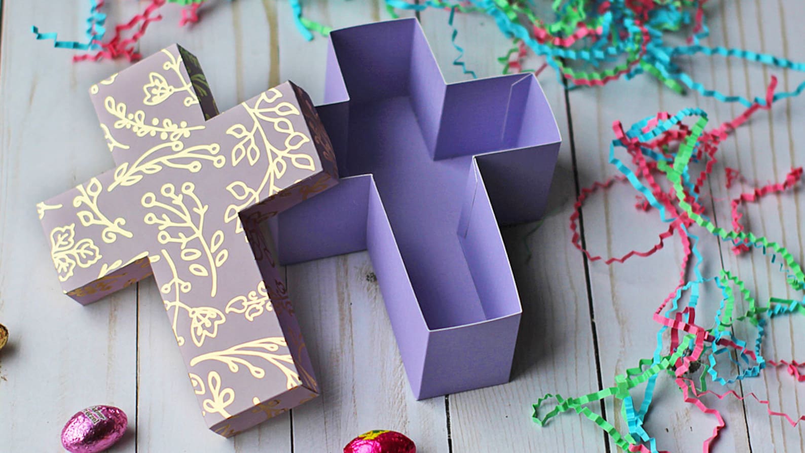 SVG File 3D Christian Cross Shaped Gift Box for Easter, Baptism, First