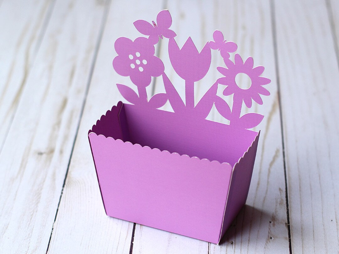 SVG File Flower & Butterfly Gift Box / Treat Box SVG Cut File Mother's