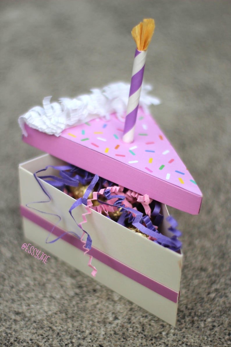 SVG File: 3D Birthday Cake Slice Treat Box / Gift Box | Etsy