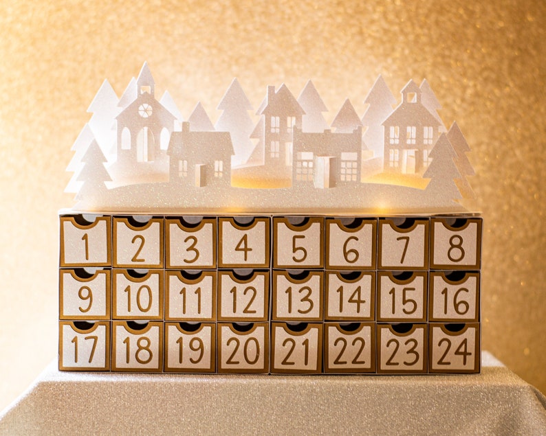 Paper Christmas Village Advent Calendar SVG Cut File DIY Etsy
