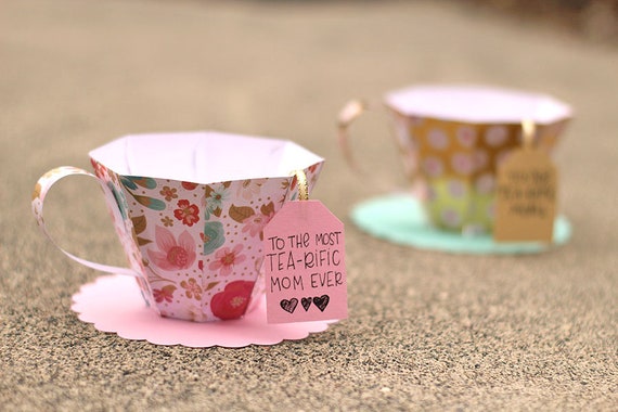 Download Svg File 3d Paper Tea Cup Gift Box Treat Holder Svg Cut Etsy