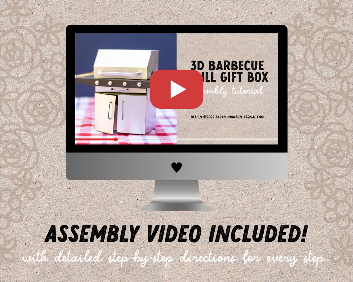 3D Grill Gift Box Barbecue Grill Gift Card Holder SVG Cut Etsy