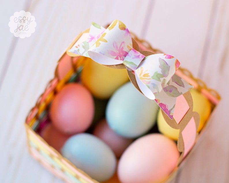 Download 3D Woven Easter Basket SVG Cut File with Paper Bow SVG | Etsy