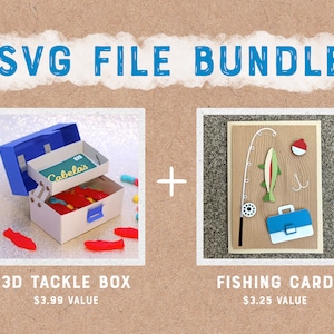 SVG Bundel: 3D Fishing Tackle Box SVG + Dimensional Fishing Card SVG - Fishing Svg, Fishing Svg Files, Fishing Gift - Instant Download