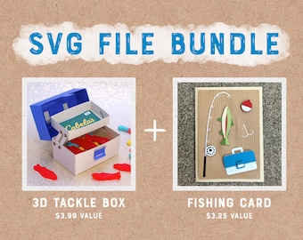 SVG Bundle: 3D Fishing Tackle Box SVG + Dimensional Fishing Card SVG - Fishing Svg, Fishing Svg Files, Fishing Gift - Instant Download