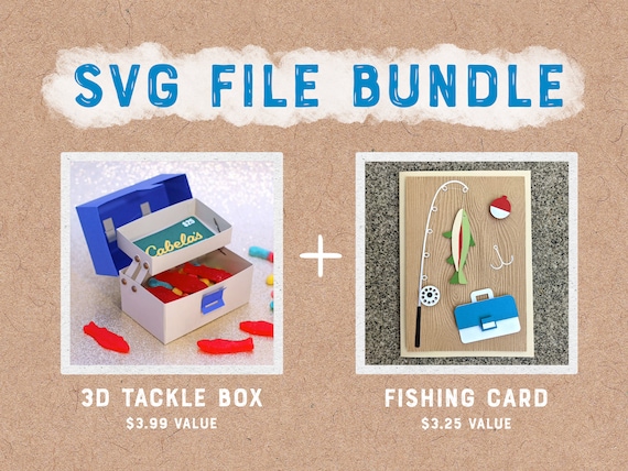 SVG Bundle: 3D Fishing Tackle Box SVG Dimensional Fishing Card SVG