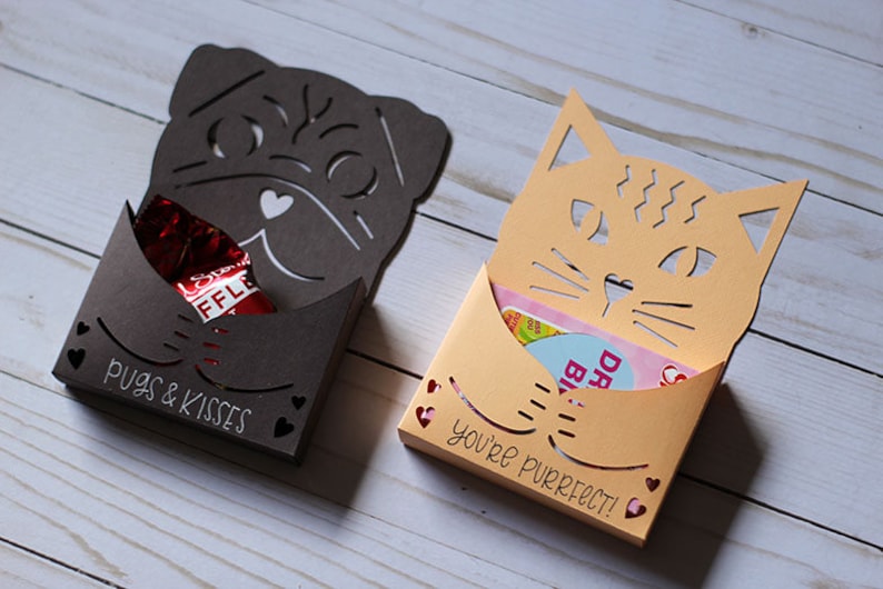Download Bundle of 2 SVG Files: Cute Cat and Pug Candy Holder ...