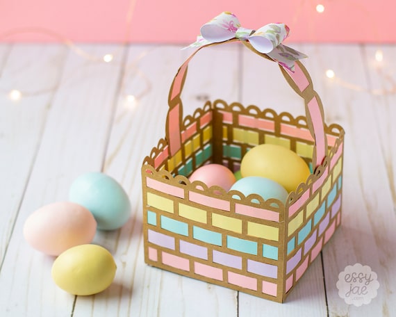 Download 3d Woven Easter Basket Svg Cut File With Paper Bow Svg Etsy