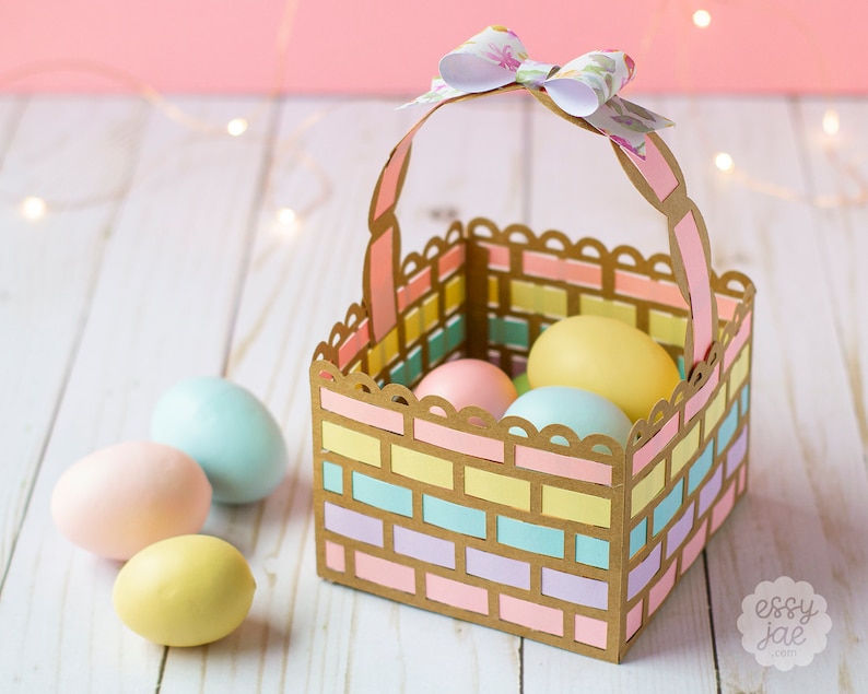 Download 3D Woven Easter Basket SVG Cut File with Paper Bow SVG | Etsy