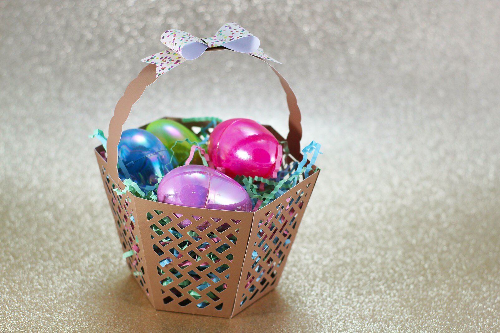 SVG File: Cute 3D Paper Easter Basket (cut-out Design) With Paper Bow ...