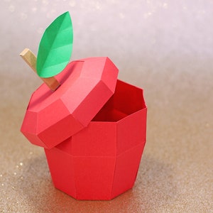 SVG File: Paper 3D Apple Gift Box Treat Box Gift Card Holder 3D SVG Cut File Video Tutorial Teacher Gift Svg Back To School SVG image 2