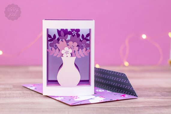 Download 3d Flower Bouquet Shadowbox Card Svg Cut File Envelope Svg Etsy