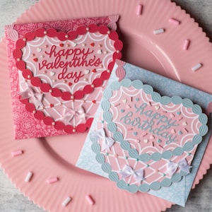 Vintage Herzkuchen-Karte SVG, Valentinstag, Geburtstagskuchen-Karte, Galentines-Tageskarte, Retro-Herzkuchen-Geburtstagskarte-Svg Cut File