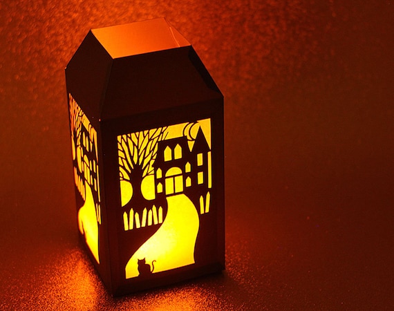 Download 3d Halloween Lantern Svg Cut File With A Spooky Scene Of Etsy
