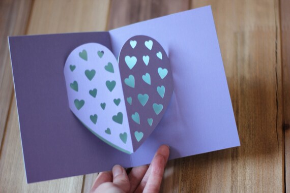 SVG File: Simple Pop-up Card with Hearts for Valentine's | Etsy