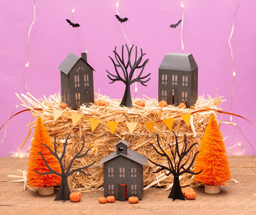 3D Spooky Halloween Village SVG Cut File Bundle Village Svg, Halloween Bundle SVG, Halloween Svg