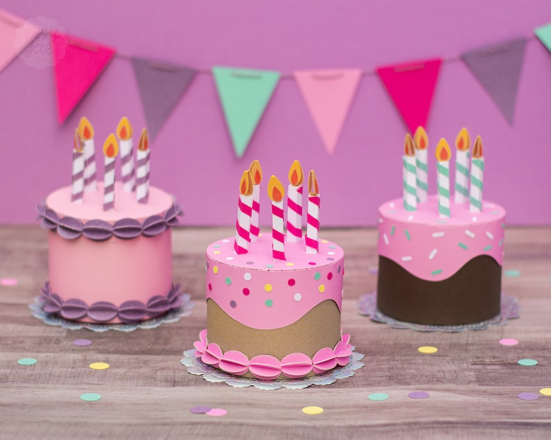 Bundle of 3D Birthday Cake Gift Box SVG Cut Files  3 Mix & image 1