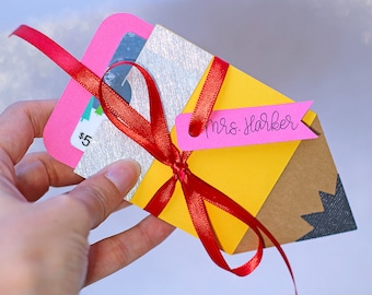 SVG File: Paper Pencil Gift Card Holder SVG Teacher Gift Svg, Back To School Svg, Teacher Appreciation Gift SVG | Instant Download