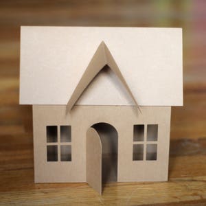 Archivo SVG: Casa de papel 3D para Christmas Village, Luminary o Paper Gingerbread House