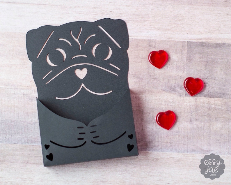 Download SVG-bestand: Pug Candy houder Valentine Pocket kaart SVG ...