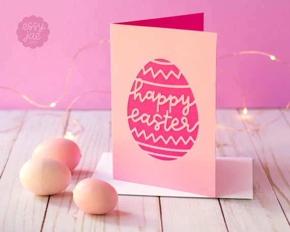 Download Simple Happy Easter Card Cut Out Style With Easter Egg Design Etsy