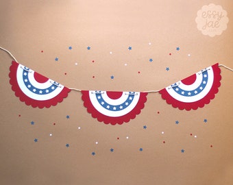 Mini Flag Bunting Banner SVG Cut File for 4th of July Independence Day | Instant Digital Download