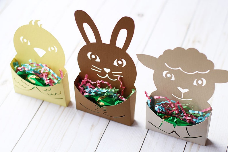 Download Bundle of 3 SVG Files: Easter Animal Pocket Card Treat Holder | Etsy