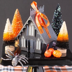 3D Spooky House Treat Box SVG Cut File, Cute Haunted House Halloween Gift Box, Gothic House Gift Box Svg, Halloween Favor Svg Download