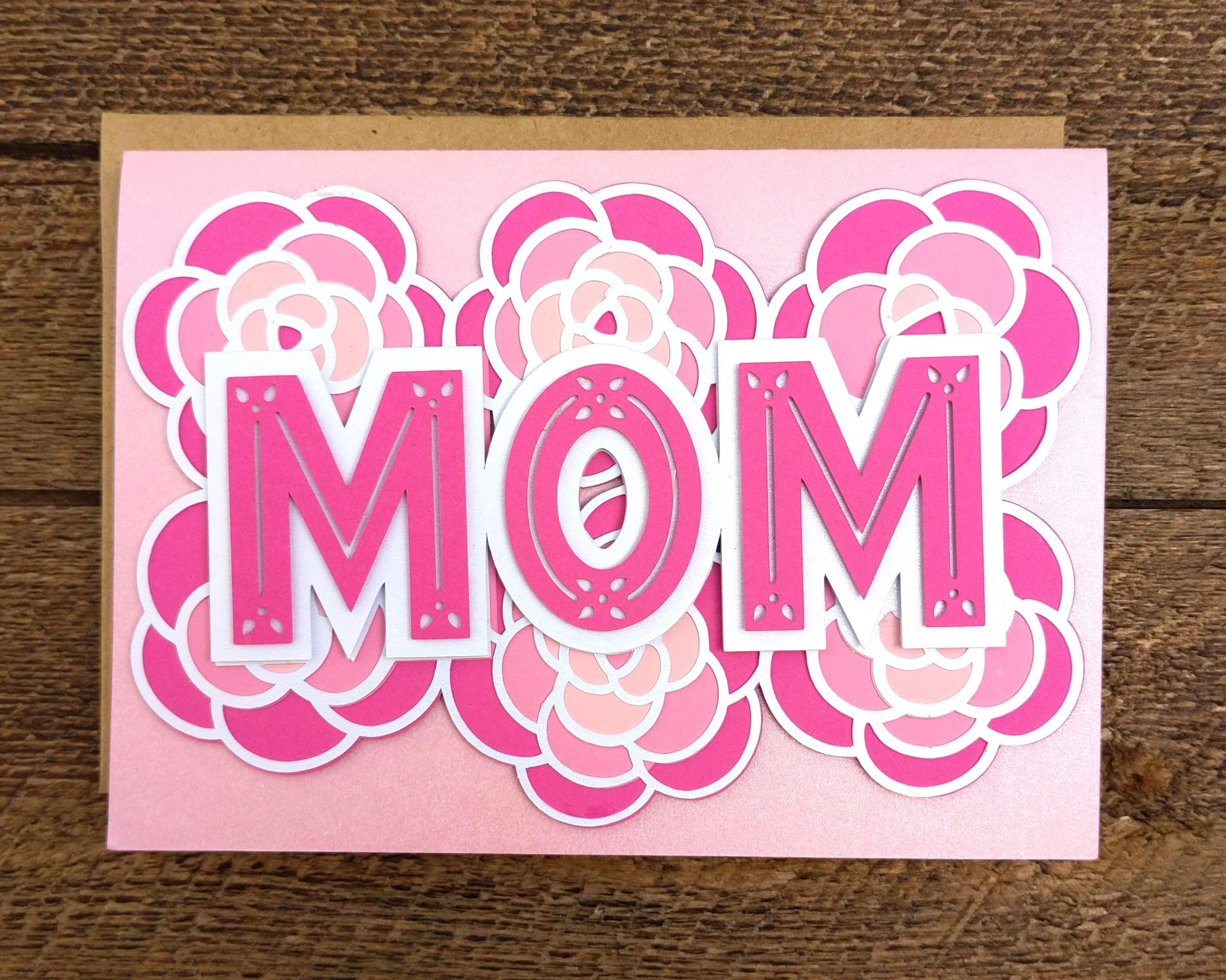 Download Layered Floral MOM Card SVG Cut File Envelope SVG Card for | Etsy