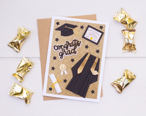 Graduation Card SVG Cut File - Dimensional 5x7 Graduation Icon Card SVG + Envelope Svg, Graduation Card Template, Graduation SVG, Grad Gifts