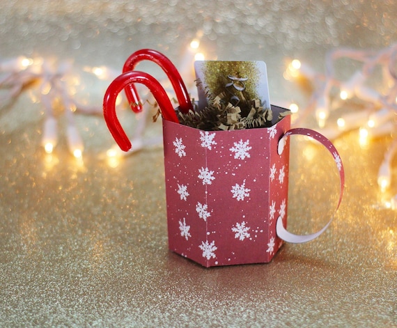 Download Svg File 3d Paper Mug Gift Box Treat Box Christmas Party Etsy