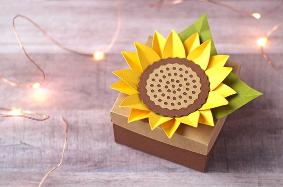 Download 3d Paper Sunflower Gift Box Treat Box Favor Box Svg File Etsy