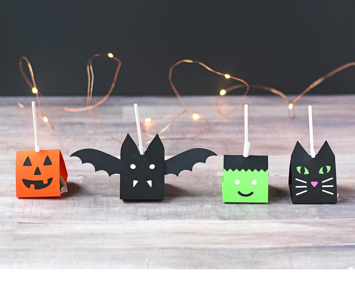 Set of 4 Halloween Sucker Holder SVG Files Jack O Lantern | Etsy