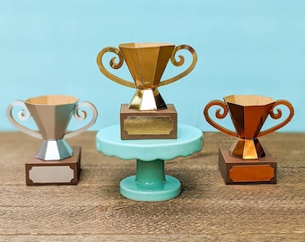 Mini 3D Trophy SVG Cut File, Treat Holder, Olympics Svg, Contest Award Svg, Sports Party Favor SVG File | Instant Download
