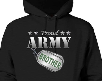 Proud Army Brother Pullover Hoodie -Adult 50/50 Cotton/Polyester, Printed in USA
