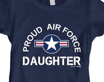 Proud Air Force Daughter Ladies 100% Cotton T- Shirt (navy blue)