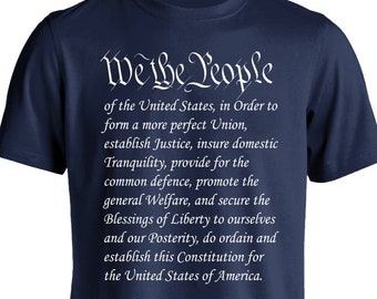 We The People U.S. Constitution Preamble Men's 100% Cotton T-Shirt (Navy blue)