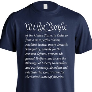 We The People U.S. Constitution Preamble Men&#39;s 100% Cotton T-Shirt (Navy blue)