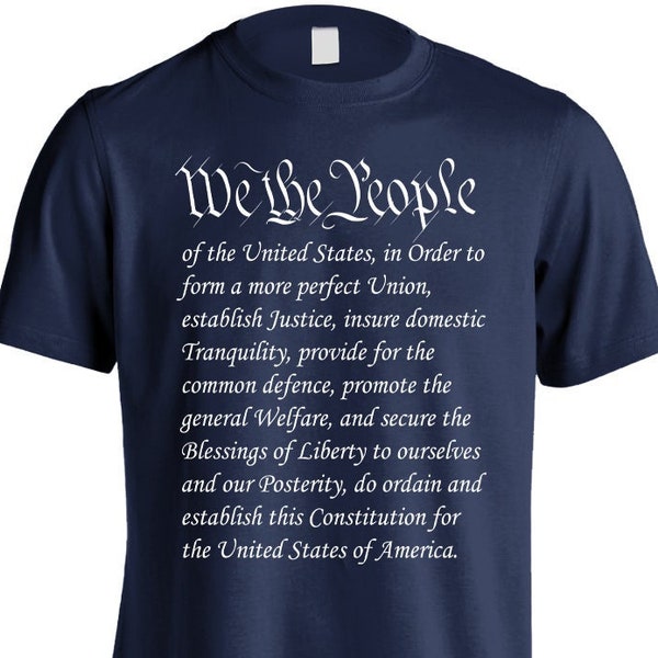 We The People U.S. Constitution Preamble Men's 100% Cotton T-Shirt (Navy blue)