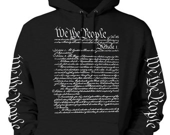 We The People Constitution Pullover Hoodie w/ Sleeve Printing (Printed in the USA)