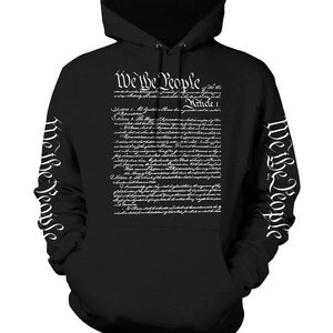 We The People Constitution Pullover Hoodie w/ Sleeve Printing (Printed in the USA)